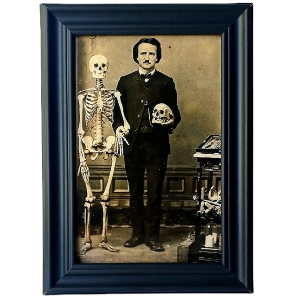 Edgar Allan Poe The Raven Vintage art Skull Books classic victorian Goth Gothic